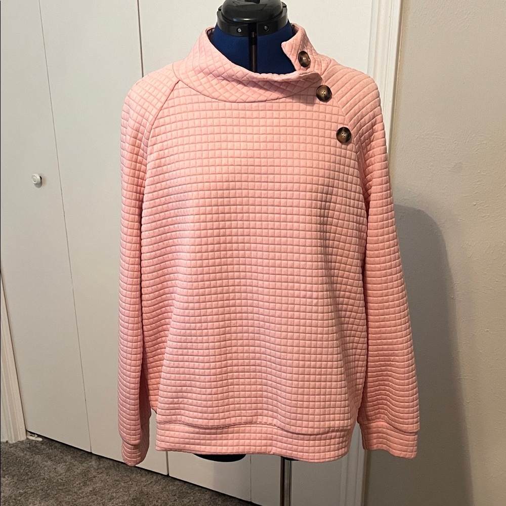 SHEIN Pink Cowl Neck Women's Sweater w/ Waffle Weave Pattern - Picture 3 of 11